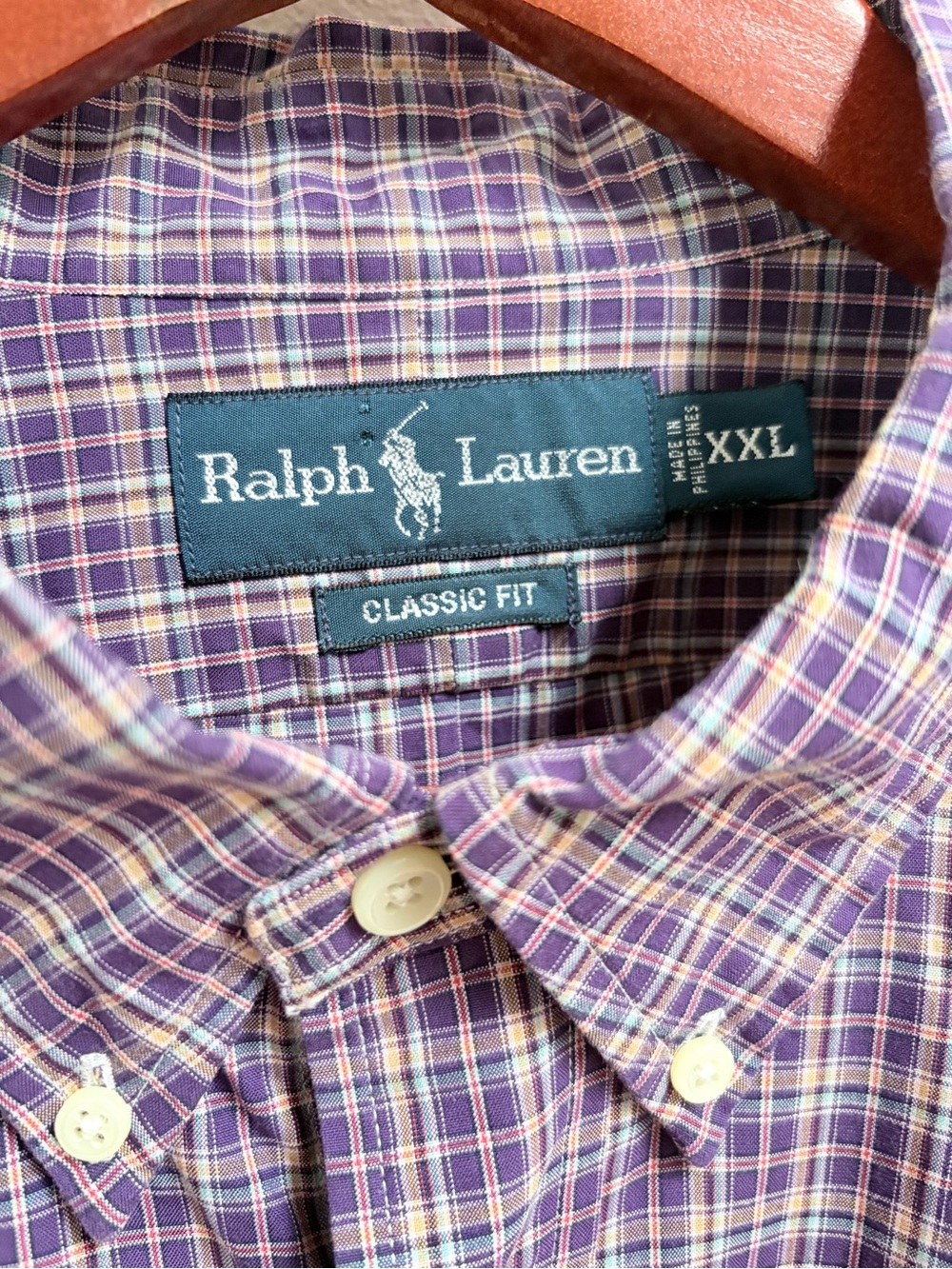 Ralph Lauren Purple Plaid Button-Down Shirt Classic Fit 100% Cotton XXL - Picture 4 of 5